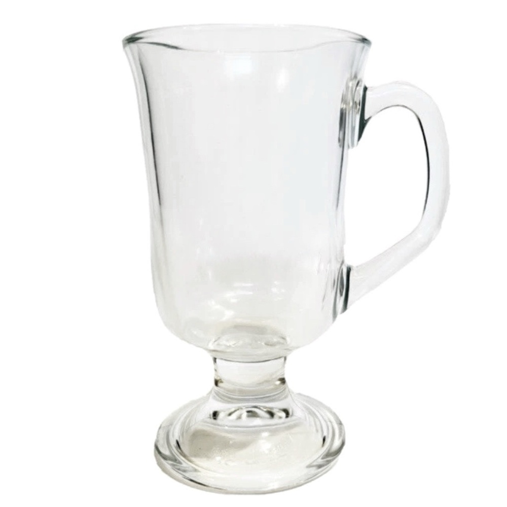Arcoroc Made in France Clear Glass Irish Coffee Mug Cup Footed with Handle Class